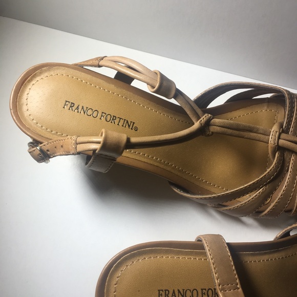 Tan Franco Fortini sling backs shoes size 9 - Picture 3 of 4